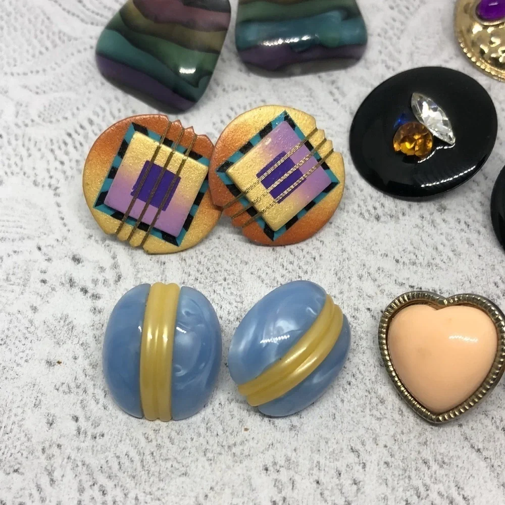 Bundle lot 7 funky fun vintage statement earrings - Picture 5 of 8